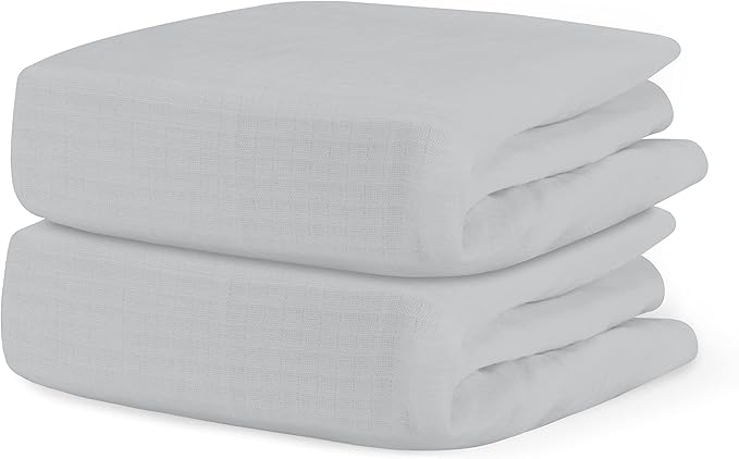 Newton Baby Fitted Single Layer Crib Sheet (2-Pack) - Ultra Breathable and Soft, Organic Cotton, Fits All Standard Cribs, Twilight Grey