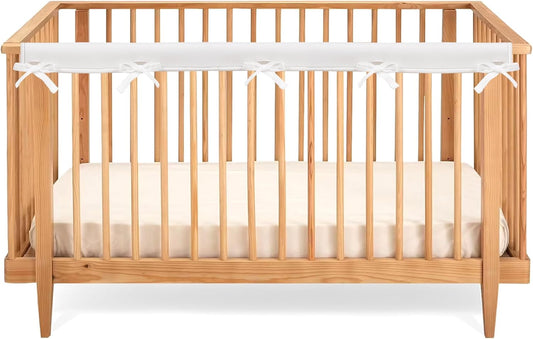 1-Piece Baby Crib Rail Covers for Teething – Add-On Breathable Mesh Rail Guard (51" x 7"), Padded Protector, White (No Pocket) – Complements 3-Piece Set