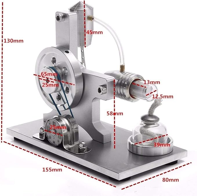 Hot Air Stirling Motor Power Generator Alpha Engine Model Educational Physics Experiment Kit (A)