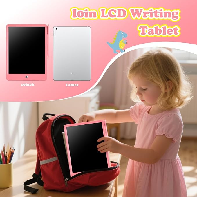 LCD Writing Tablet for Kids Age 3-12 Years-10 Inch, Portable/Interactive/Mess Free Coloring/Reusable Used for Family Educational Learning, Travel Calm Down Toys, Sketch Pad, Stuffers Gifts for Teen