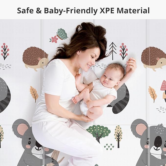 Baby Play Mat, PIGLOG Extra Large Foldable Play Mat for Babies and Toddlers, Infants, Upgraded Tear Proof Baby Crawling Mat, Reversible Waterproof Portable Playmat for Indoor Outdoor 71" x 79", Koala