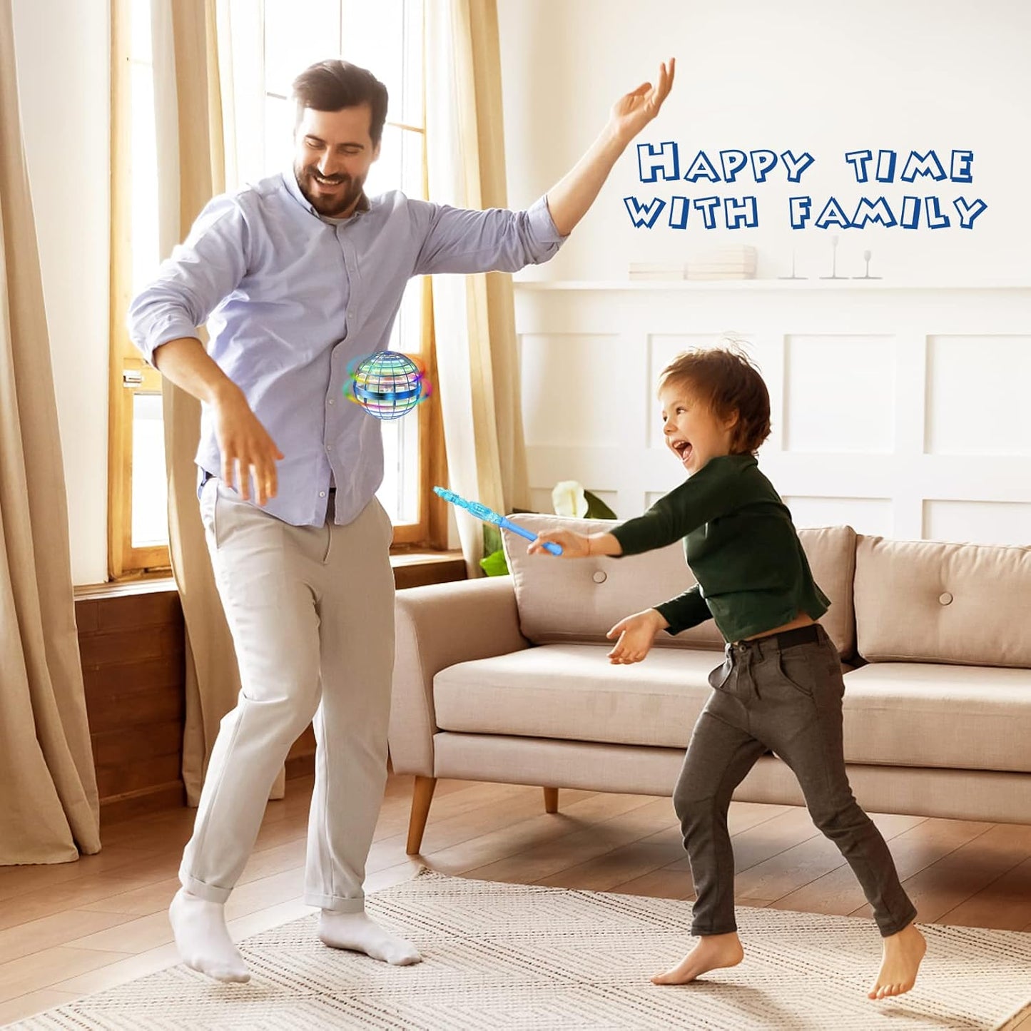 AMERFIST Magic Wand for Flying Orb Ball Cosmic Globe Galantic Fidget Spinner Toy with Infrared Sensor Gifts for Kids Adult - Two Modes-Built-in LED Lights