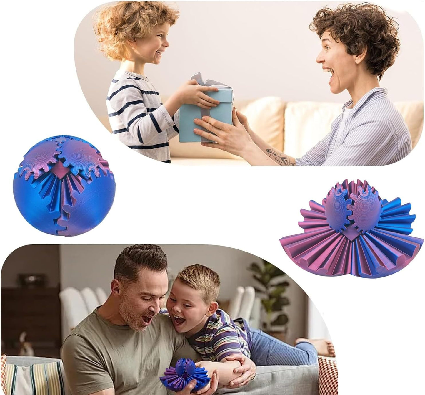 Gear Ball, 3D Printed Gear Ball, 2024 New Gear Ball, Gear Ball Fidget Toy, Activity Gear Ball for Adults, Relaxing fidget Toy (purple)