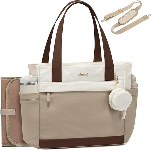 LOVEVOOK Diaper Bag Tote Large Baby Bag for Mom Hostipal and Travel Diaper Tote for Baby Boy with Pacifier Case Changing Pad