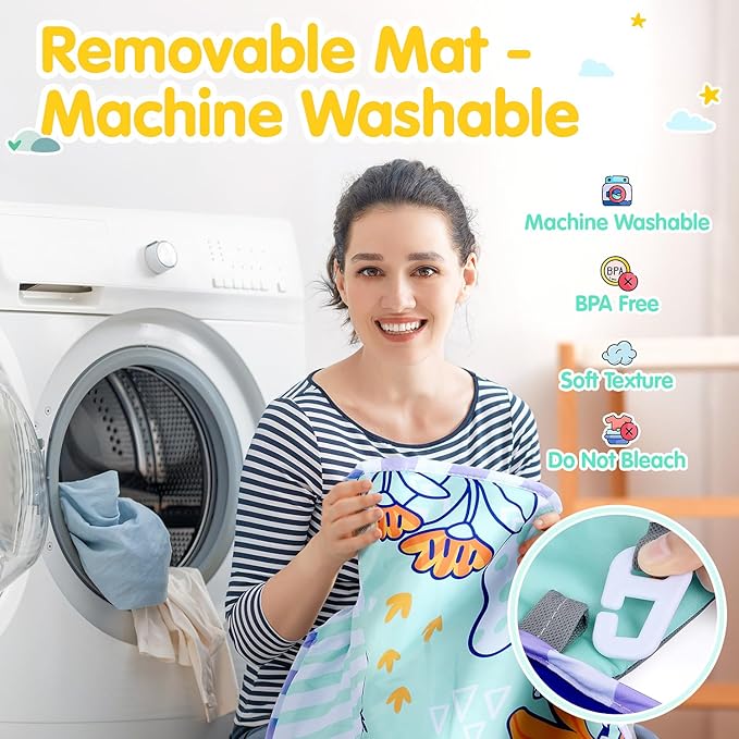 5-in-1 Baby Play Mat - Dinosaur Themed Activity Gym for Babies 0-6 Months with Ball Pit, Detachable Sensory Toys, Pillow, Machine Washable