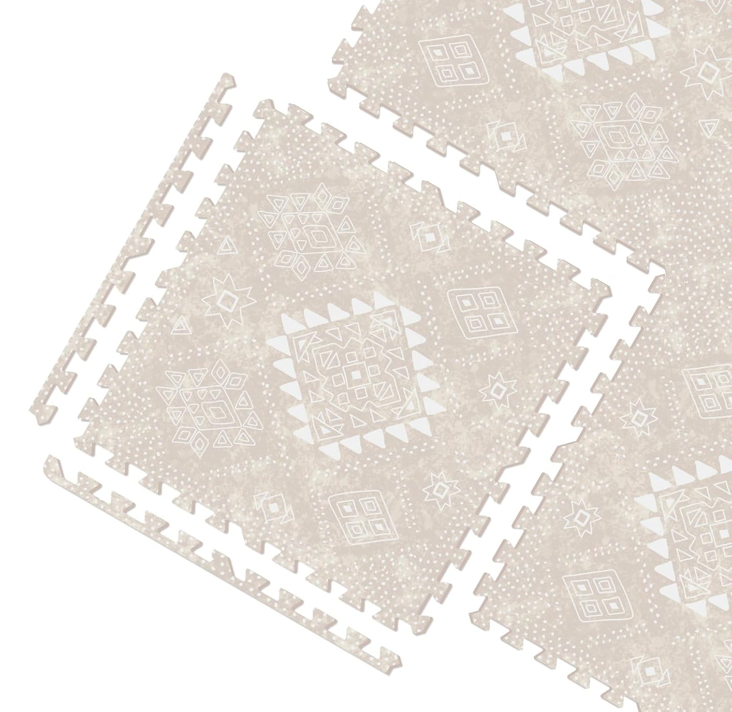 MOON WALKERS Stylish Boho Baby Play Mats for Floor, Play Mat for Babies and Toddlers, Non-Toxic, Soft, Thick, Tummy Time Mat for Crawling (Moon Mist, Extra Large 6x6ft | 9 Tiles)