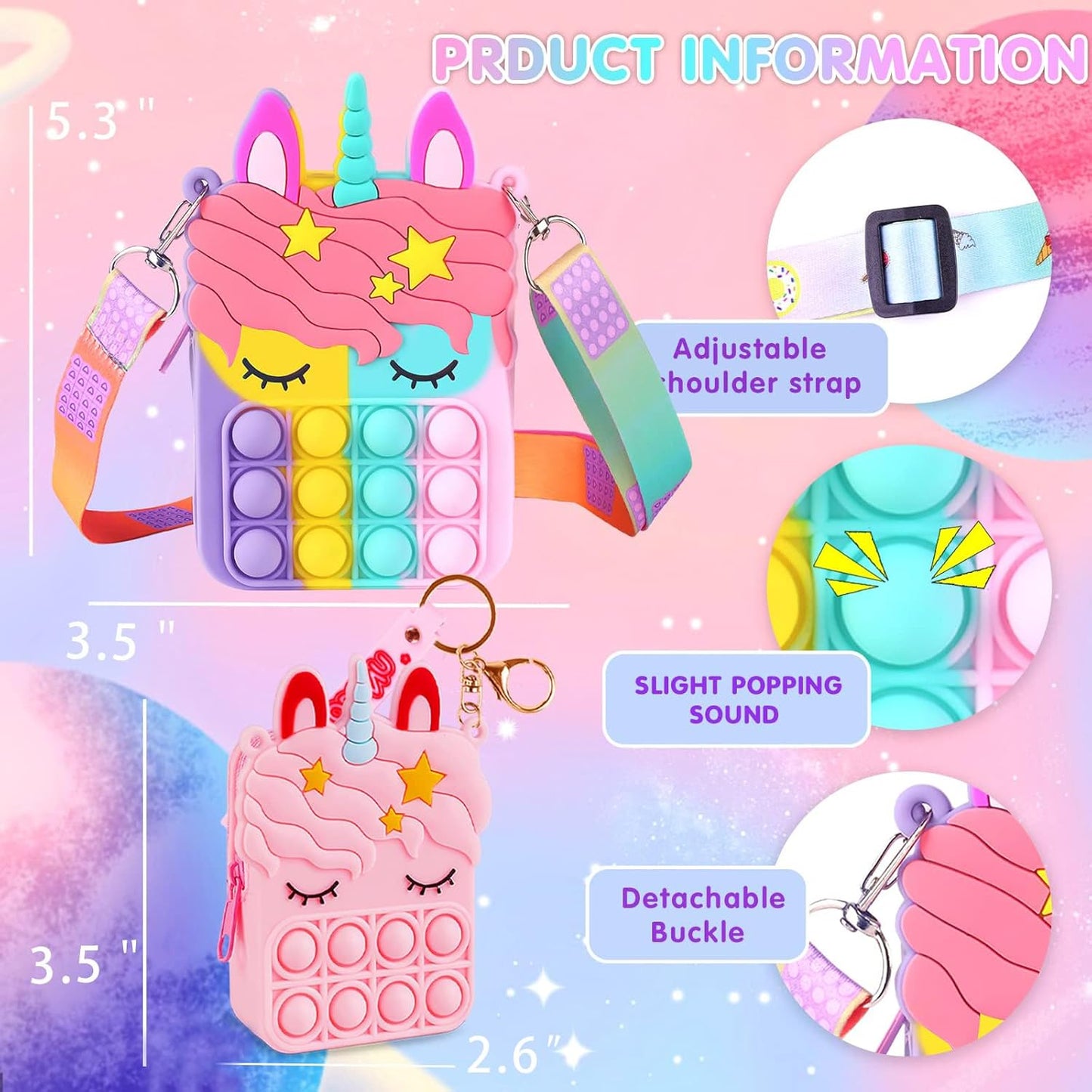 Aucma 2 Pack Unicorns Gifts for Girls Toys Purse Wallet Pink Unicorn Crossbody Bag Kid Age 3 4 5 6 7 8 9 10 11 12 Years Old Birthday Valentines Gift Stocking Stuffers Christmas Little Pop Girl Stuff