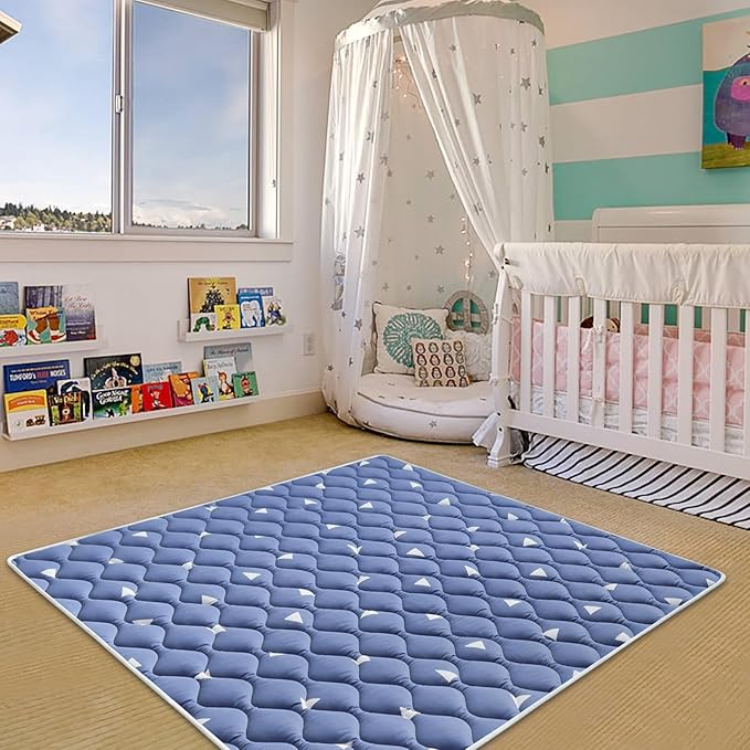 Baby Play Mat, 59x59 Inch Thicker and Larger Non-Slip Cushioning Foam Playmats for Babies,Toddlers, Infants, Play & Tummy Time, Foldable and Machine Washable Baby Mat for Floor