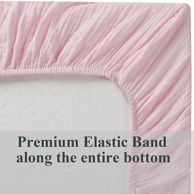 Muslin Bassinet Sheet Compatible with Mika Micky Bedside Sleeper 2 Pack Cotton Stylish Boho Fitted Bassinet Sheets Super Soft for Baby Grey & Pink