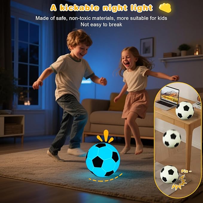 Soccer Silicone Night Light for Kids , 9 Colors with Remote Timer, Dimmable Rechargeable Baby Night Lights for Nursery, Battery Operated Lamp for Bedroom, Girls and Boys, Toddler, Baby Gifts (5.12 IN)
