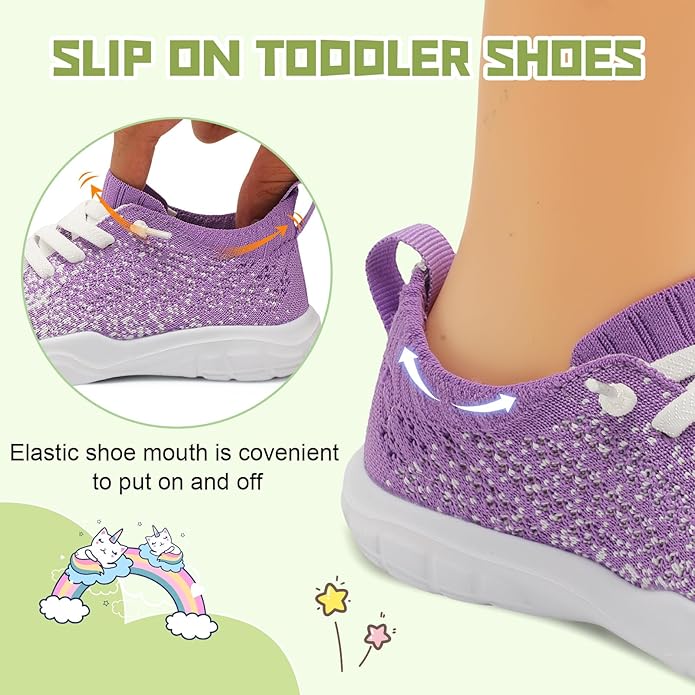 JIASUQI Toddler Shoes for Boys Girls Slip on Sneakers Wide Toe Walking Shoes Toddler Sock Shoes