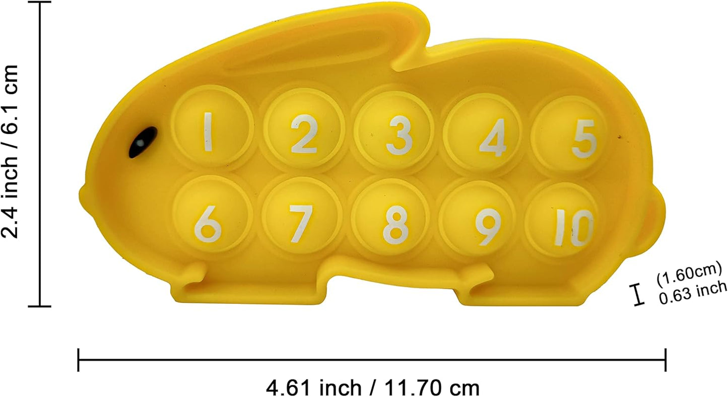 Fun and Stimulating Pop Fidget Toy Set of 6 with Cute Bunny Design and Numbered Ten Frame Pop Bubbles - Relieve Stress and Anxiety with Proweber's Silicone Toy for Kids and Adults - 6 Pack Set