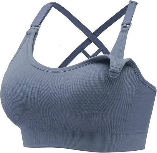 Angelhood Nursing Bras for Breastfeeding, Seamless Nursing Sports Bra Medium Impact Support Maternity Bras for Pregnancy
