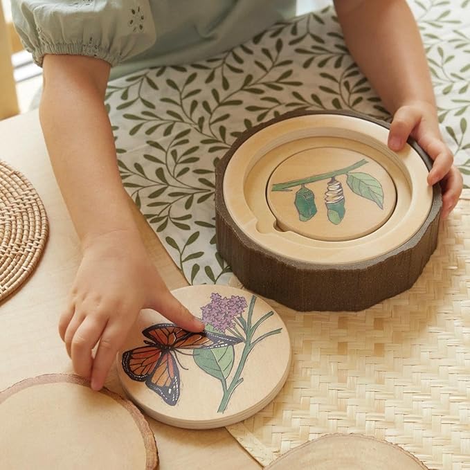 Kaplan Early Learning Lifecycle Puzzles - Set of 3 - Nature-Inspired Montessori Nesting Science Toys for Toddlers Ages 2+