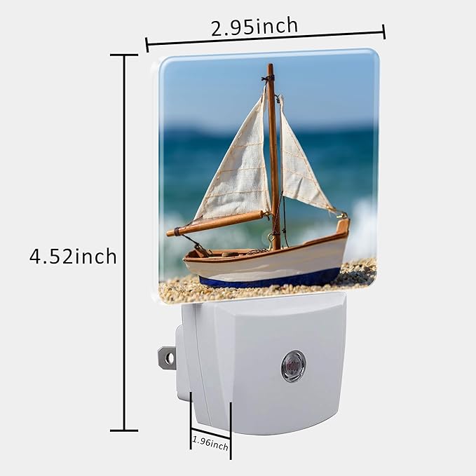 Night Light for Kids Girls Boys, Tropical Sandy Beach and Sailboat LED Night Light Plug into Wall with Dusk to Dawn Sensor for Room Decor, Hallway, Kitchen, Bathroom, Nursery, Stairs