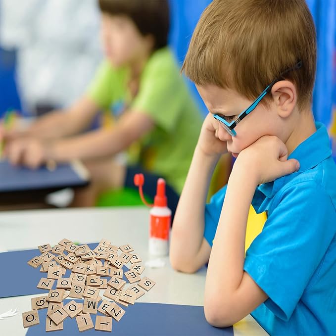 1000 Pieces Letters for Crafts, Wood Tiles, DIY Wood Gift Decoration, Making Alphabet Coasters and Crossword Game