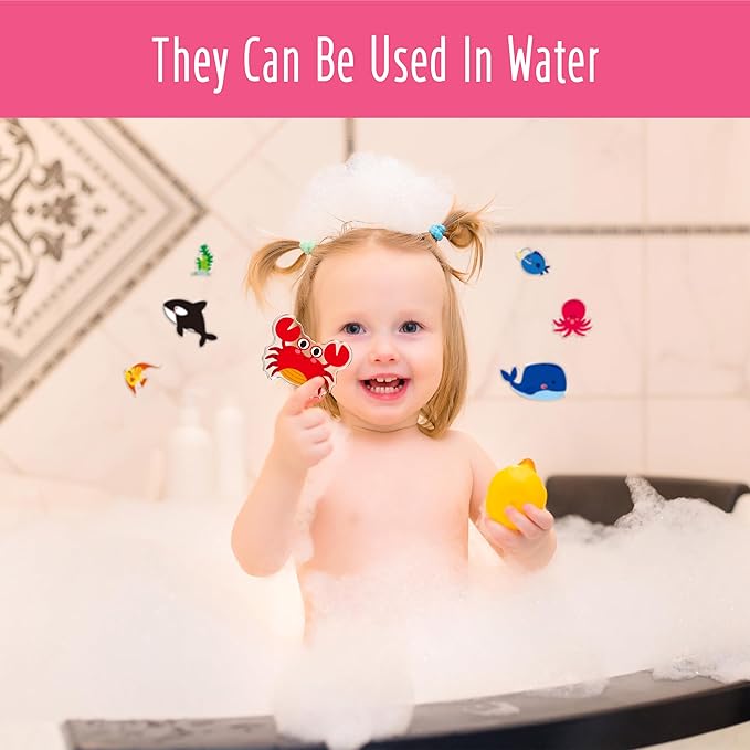 42PCS Marine Animal Jelly Stickers, Thick Window Door Clings Removable Reusable Gel Clings Decals for Kids Toddlers Adults Home Classroom Nursery Animal Party Supplies Decorations (Not Edible)