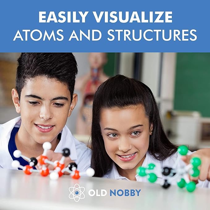 Old Nobby Organic Chemistry Set (425 pc) Molecular Model Kit with Atoms, Bonds, Guide, Bond Removal Tool - STEM Science Kits for Kids Toys Chemistry Set for Students Teachers Young Scientists