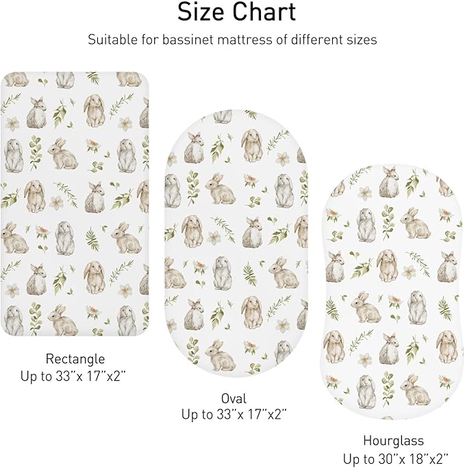 Bassinet Sheets 4 Pack, Bassinet Sheets for Baby Boy and Girl, Bassinet Sheet Neutral, Fit for Rectangle, Round, Oval, Hourglass Mattress, Flexible for Different Bassinet Pad/Mattress