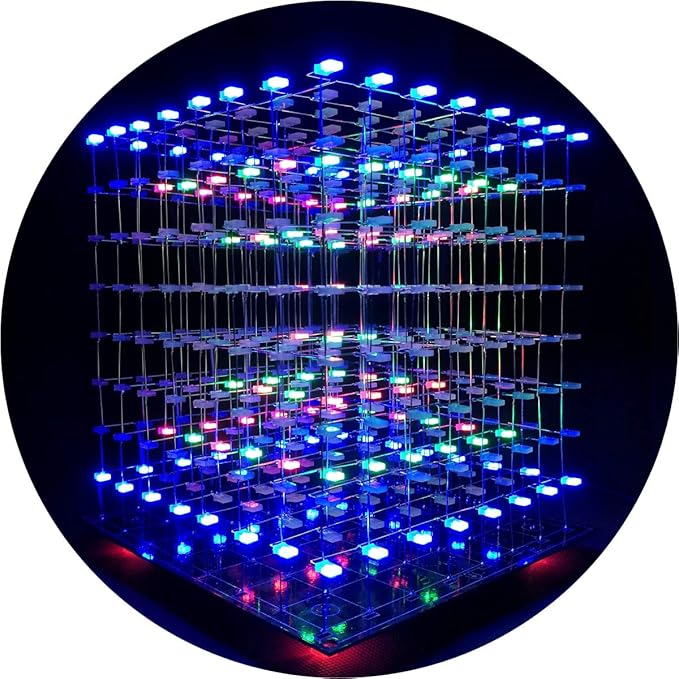 iCubeSmart 3D LED Cube DIY Electronics Kit 8x8x8 - Soldering Project and Learning Kit (3D8S-MULTI)