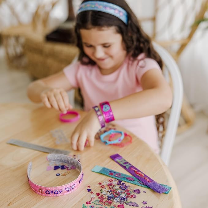 Melissa & Doug Design-Your-Own Bracelets with 100+ Sparkle Gem & Glitter Stickers, Kids Snap Bracelets, Stickers & Jewelry Crafts, Preschool Toys for Girls & Boys Ages 4+