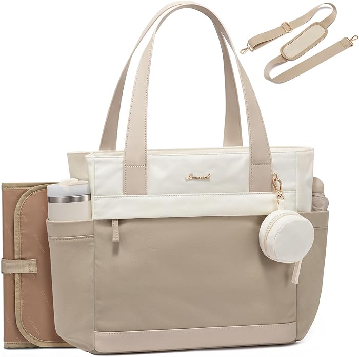 LOVEVOOK Diaper Bag Tote Large Baby Bag for Mom Hostipal and Travel Diaper Tote for Baby Boy with Pacifier Case Changing Pad