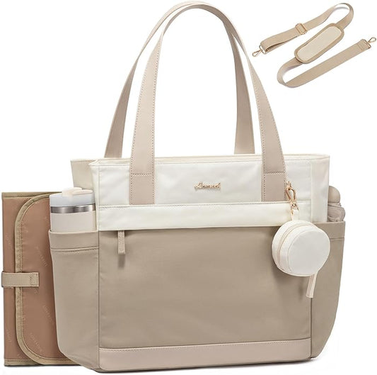 LOVEVOOK Diaper Bag Tote Large Baby Bag for Mom Hostipal and Travel Diaper Tote for Baby Boy with Pacifier Case Changing Pad