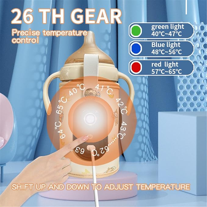 Portable USB Baby Bottle Warmer with LCD Display Adjustable Temperature Baby Bottle Warmer Device for Travel & Home Use
