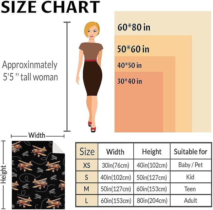 Blanket for Boy Men Kids Airplane Blanket Gift for Son Birthday, 40x50 Inches Lightweight Cute Decor Throw for Couch Sofa Bed