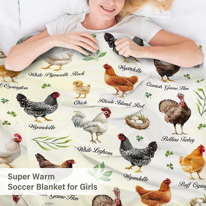 Chicken Blanket Gifts for Lover, Funny Decor for Birthday, Christmas Thanksgiving Gifts for Women, Rooster Decor, Soft Thrown Blanket for Bed 50"*60"