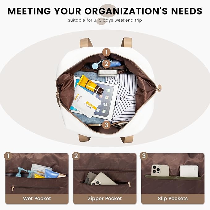 LOVEVOOK Weekender Bag, Large Travel Duffel Bag for Women with 2 Packing Cubes, Carry on Overnight Bag with Shoe Compartment, Mom Hospital Bags for Labor and Delivery