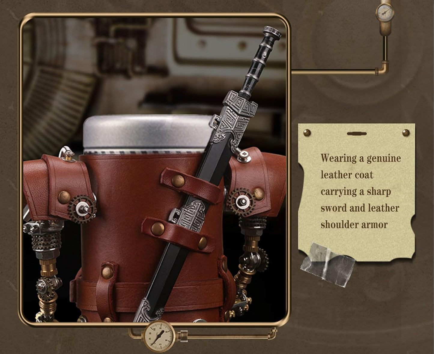 Adult 3D Metal Puzzle, Steampunk Style Pen Holder Metal Model Set, 3D Metal Puzzle Mechanical Pen Holder Building Blocks, DIY Mechanical Model Set, a high-end Gift for Men