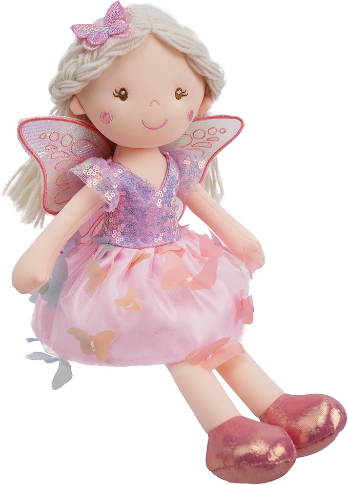 June Garden 15" Lunabelle The Fluttering Blossom Fairy Doll – Soft Plush Fairy Toy with Multicolor Butterfly Skirt – Enchanted Garden Collection
