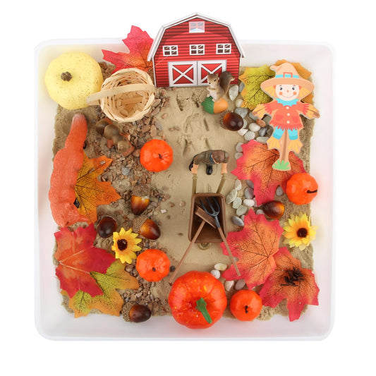 Fall Sensory Bin for Kids, Autumn Leaves Sensory Bin Toys for Preschoolers Fine Motor Toys(Orange)