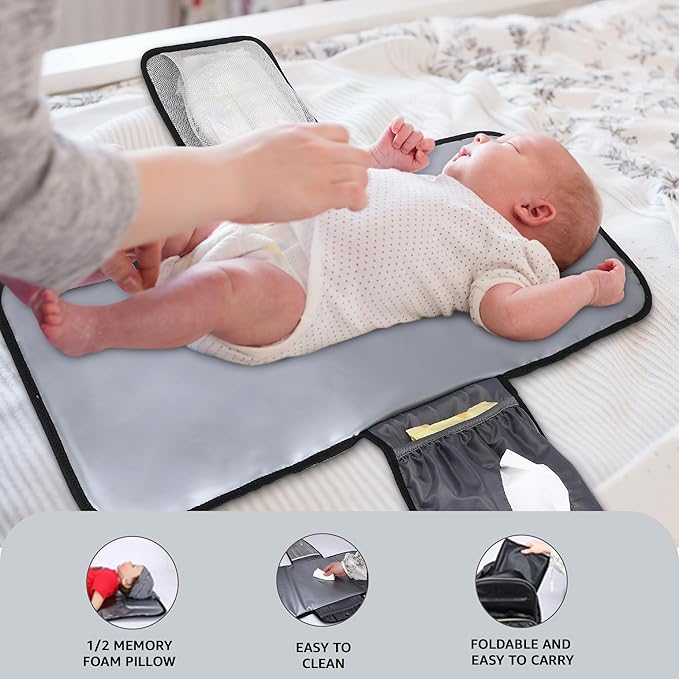 Award-Winning 3-SET Premium Leather Diaper Bag Backpack – Stylish, Durable, Waterproof Vegan Leather with PEVA Changing Pad & Baby Headrest, Travel-Friendly, Organized for Busy Parents