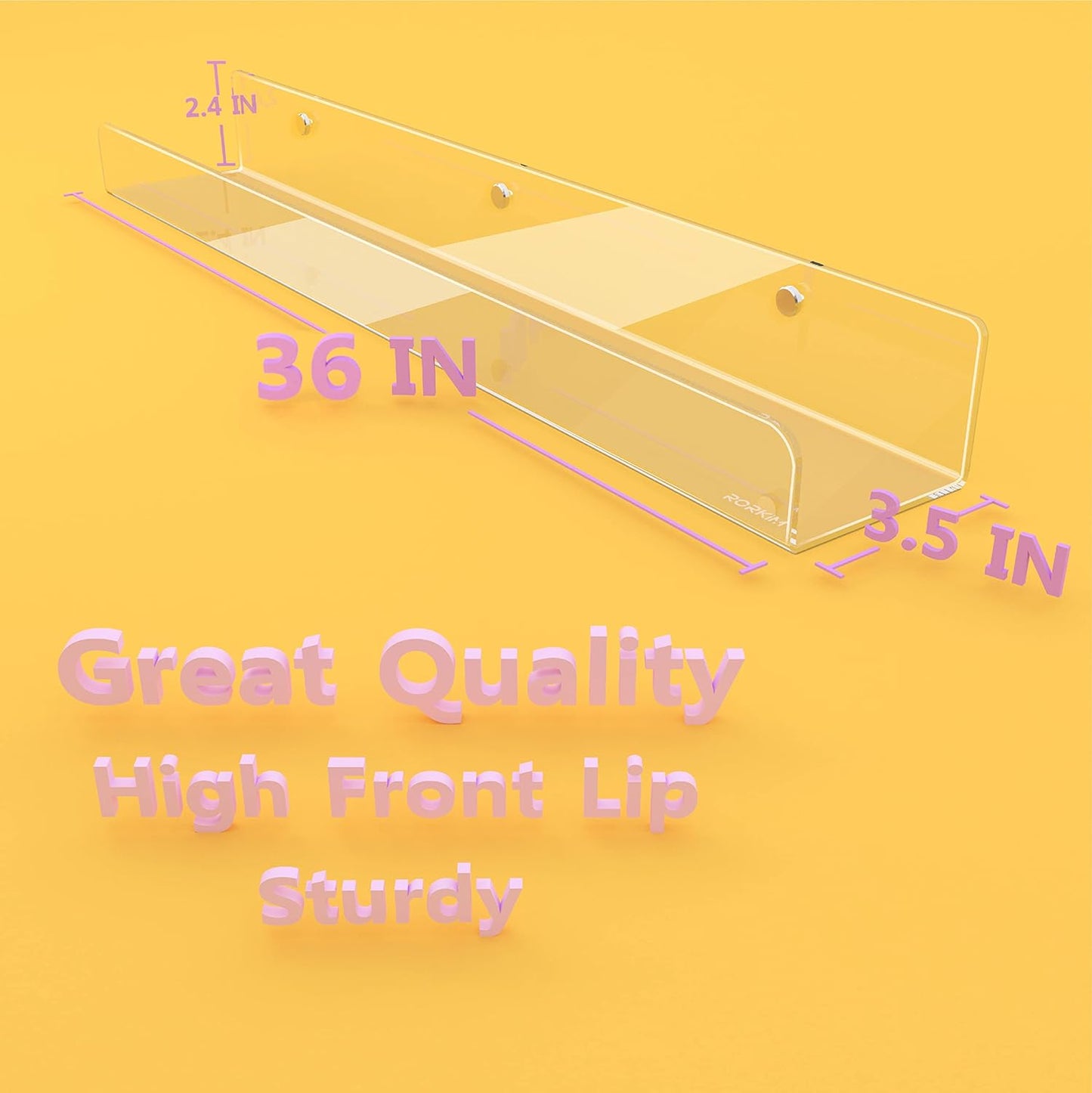 36 Inch 50% Thicker Clear Acrylic Book Shelves, Invisible Kids Wall Bookshelves for Baby Storage Book Rack, Toy Organizer, Book Display, Playroom, Bedroom, Toddler Room, Nursery 2 Packs