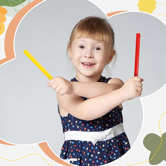 50 Pcs Rhythm Sticks for Kids Classroom Activities, 5 Colors 8 Inch Set of Music Sticks, Wooden Percussion Musical Instruments for Girls and Boys(Bright Color)