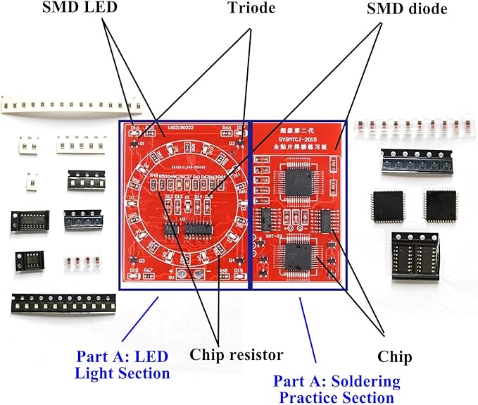 ISolderStore Soldering Practice Kit 4 Kits SMD SMT Kit DIY Electronic DIY Kits Soldering Project Soldering Training Board All in One