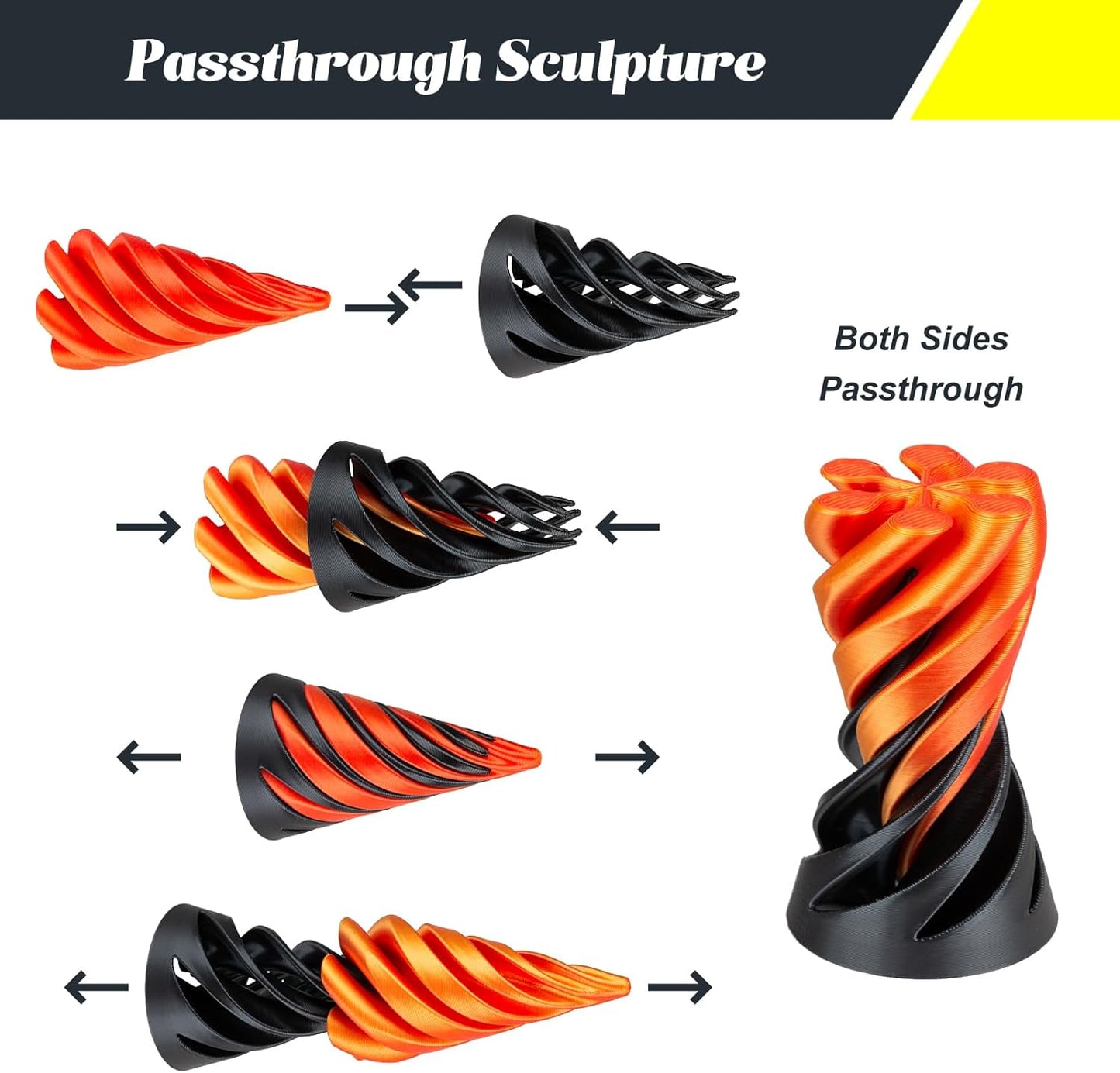 2Pcs Impossible Pyramid Passthrough Sculpture 3D Printed Spiral Cone Toy Spiral Cone Fidget Toy Pass Through Pyramid Fidget Toy Stress Relief Desk Toy Pyramid Model Relax Anxiety Toy Children Adult