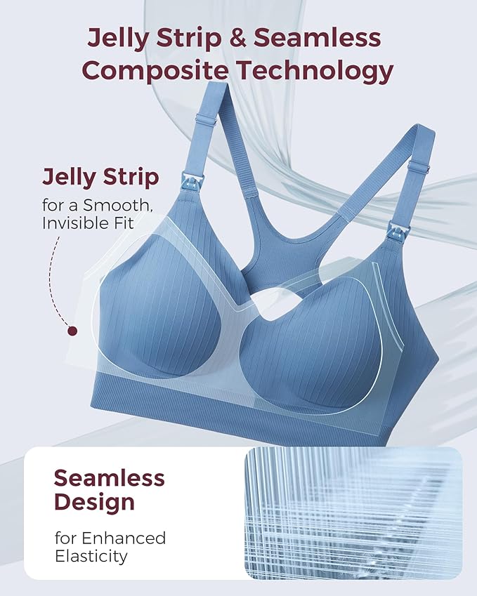 Momcozy Nursing Bras for Breastfeeding, Ribbed Maternity Bra with Racerback, Soft Stretchy Nursing Sports Bra for Yoga