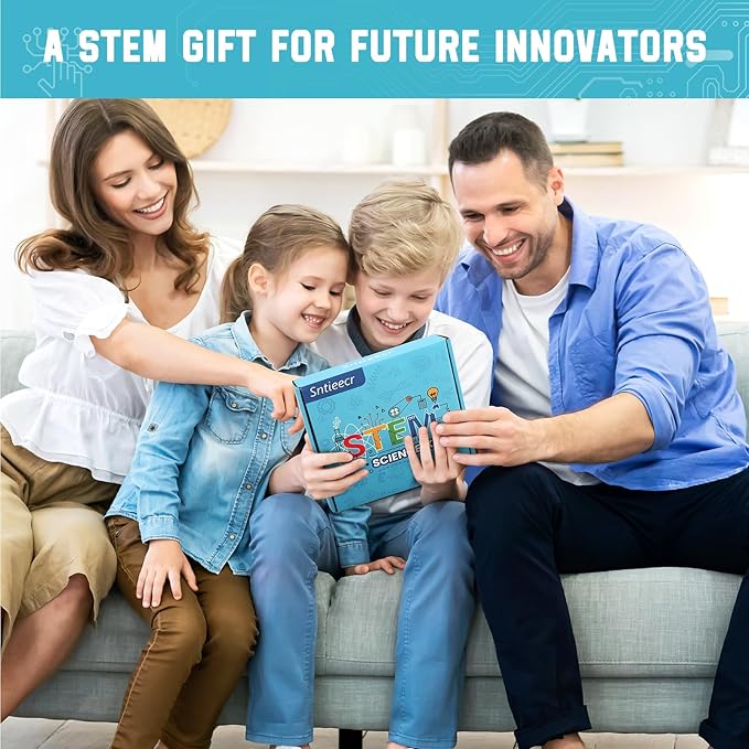 Sntieecr 276PCS DC Motor Kit, Mini Electric Circuit Kit for DIY Science Projects with Motors, LED Light, Vanes Propeller, AA Battery Holder, Plastic Gears, Gift for Kids