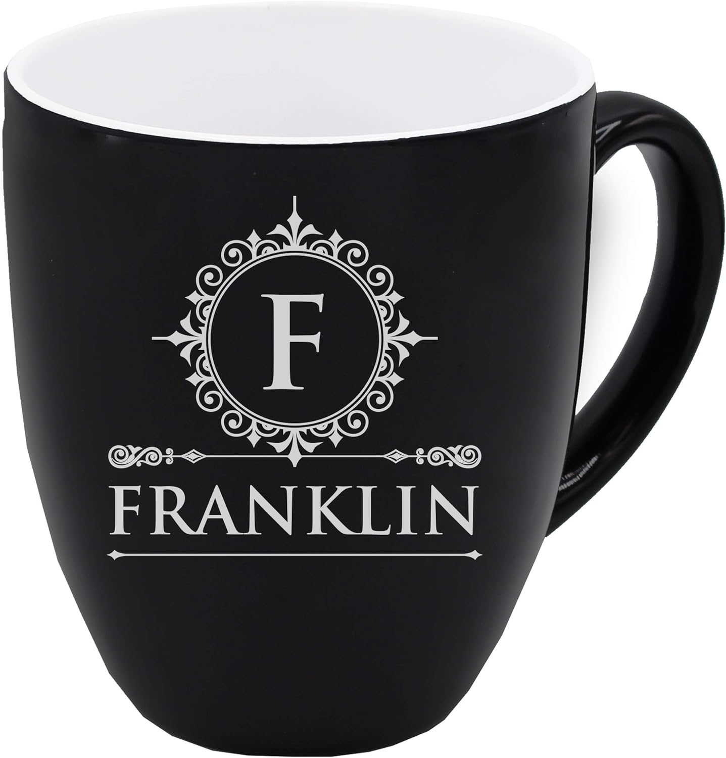 Custom Engraved Coffee Latte Mug - Personalized Coffee and Tea Cup (Black)