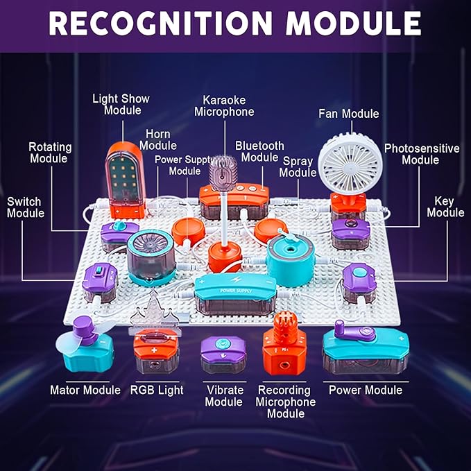 VATOS Science Circuit for Kids, 53PCS DIY Electronics Exploration Kit with 150+ Projects, Physics Science Experiments Circuit Board Kit, School Family STEM Educational Toy Gift for Boys Girls Ages 6+