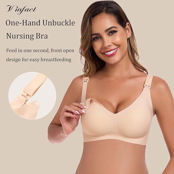 Vinfact 3 Pack Nursing Bras for Breastfeeding Comfort Maternity Bras for Pregnancy Wireless Seamless Breastfeeding Bras
