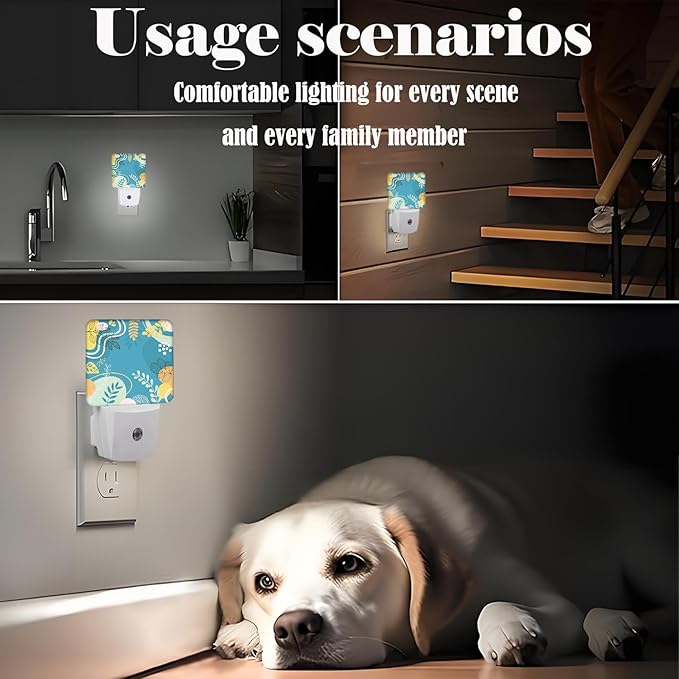 Colorful Leaves Night Light,Plug Into Wall Decor for Stairway,Hallway,Kitchen,Dusk to Dawn Sensor Nightlights for Boys/Girls/Women/Men Room Gifts