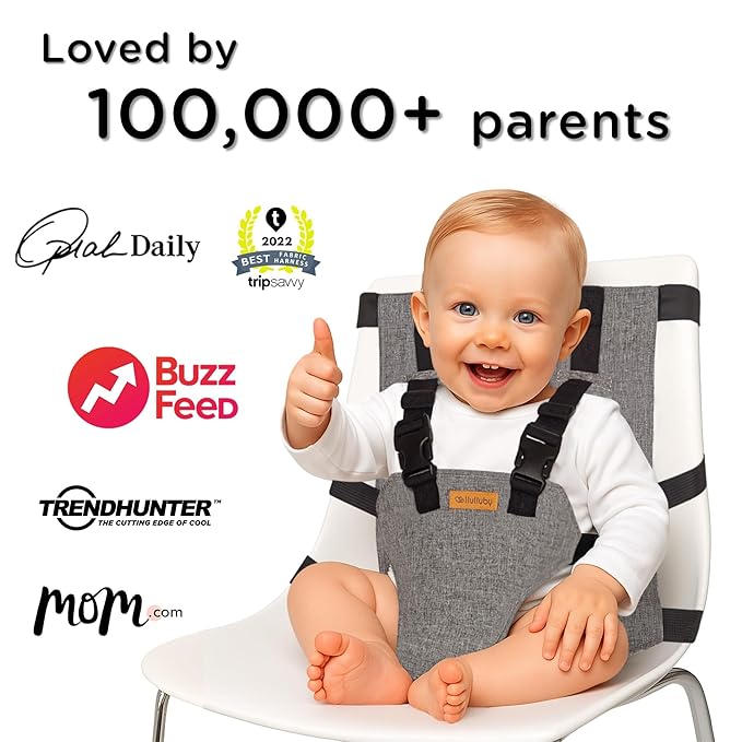 liuliuby Compact Travel High Chair | Portable High Chair for Baby | Baby Travel Essential Harness Seat | Must Haves for Vacations, Restaurants, Family Visits with Babies | Portable Highchair Seat