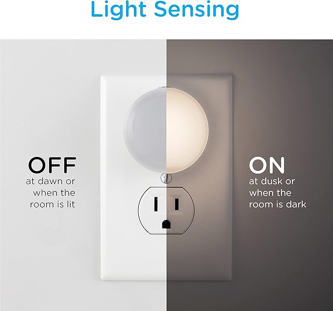 Lights by Night Color Changing Mini LED Night Light, Plug-in, Dusk to Dawn Sensor, Compact, 3 Modes, Ambient Lighting, for Kids or Adults, Bedroom, Bathroom, Nursery, Hallway, 4 Pack, 72961