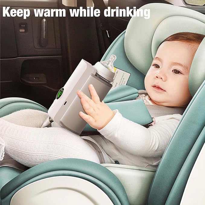 PandaEar Portable Baby Bottle Warmer, Fast Heating & Long-Lasting Temperature, Waterless Milk Warmer with Adjustable Temperature, USB Rechargeable Travel Bottle Heater for Breastmilk & Formula