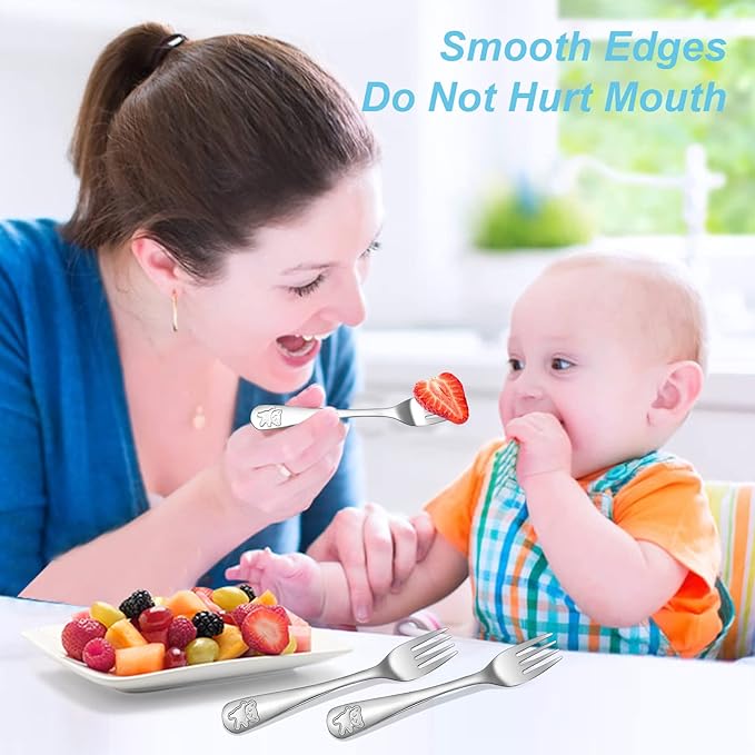 24 Piece Toddler Forks,Stainless Steel Kids Forks,Kids Silverware,Kid Utensil Set,6.5 inch Kids Dinner Fork Toddler Utensils,Metal Baby Fork for Self Feeding,Dishwasher Safe