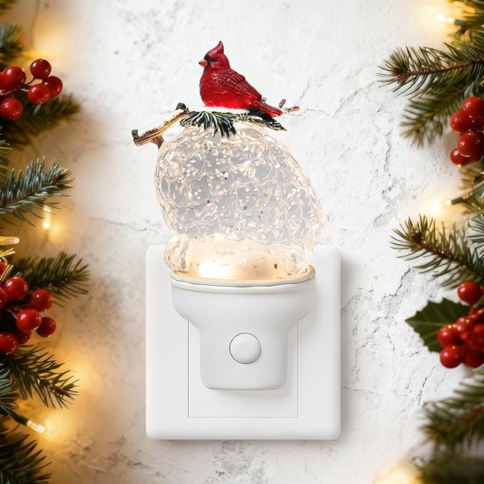 Christmas Night Light Plug into Wall Swirling Glitter USB Portable Christmas Decorative Night Light Decoration for Kids Adults Bedroom Kitchen Living Room Holiday Decor (Pinecone)